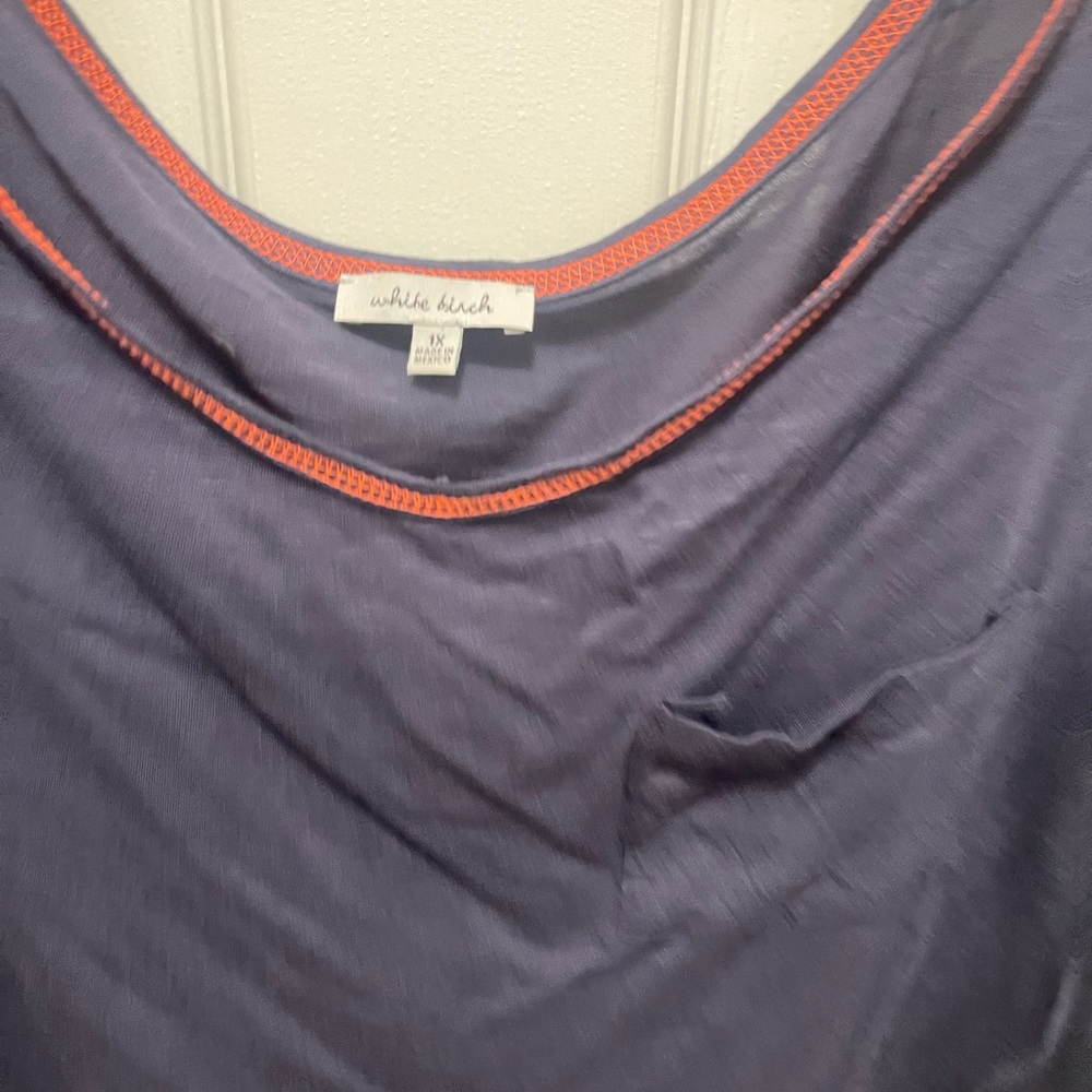 White Birch Boxy Blue shortSleeve Blouse - Picture 8 of 11